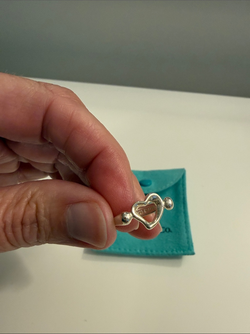 Tiffany & Co. Silver Heart Ring with Blue Pouch - Picture 5 of 6